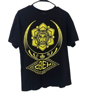 Obey yellow flower crest graphic short sleeve crewneck tshirt size Large